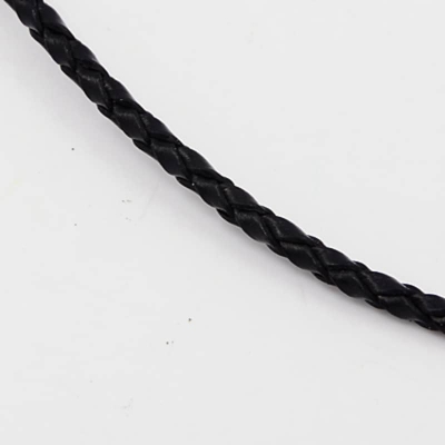 Плетена черна кожена основа 3 мм за колие  АА