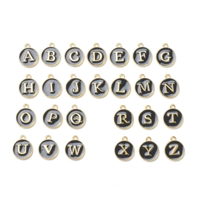Висулки емайлирани с релефни латински букви 12мм - комлект от 26 букви  ENAM-XCP0001-07