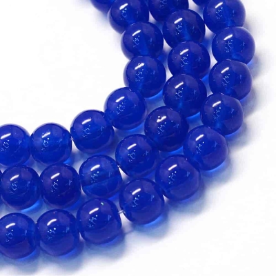 Стъклени прозрачни мъниста 10~10,5 мм, син цвят добавен 2