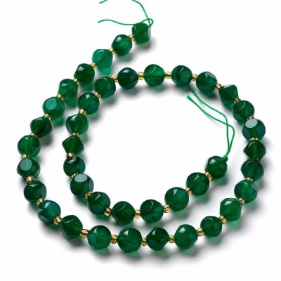Зелен ахат на фасетирани мъниста " Небесен зар " 7,5~8x7,5~8x7,5~8 мм ас