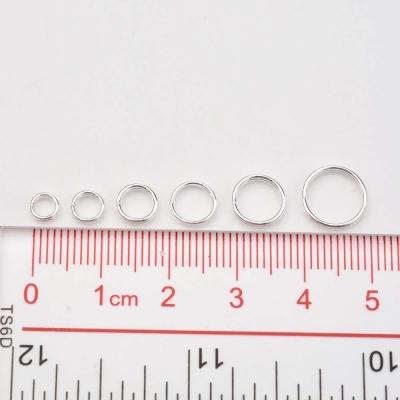 Двойни метални халкички, сребристи, комлект 6 размера 4мм до 10мм 2