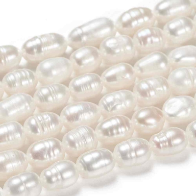2 Естествена, култивирана сладководна перла 7,5~9,5x5,5~6,5 мм