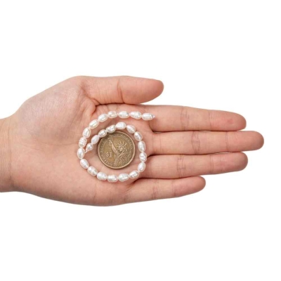 4 Естествена, култивирана сладководна перла 7,5~9,5x5,5~6,5 мм
