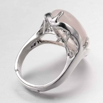 3 Регулируем дамски пръстен с камък Розов кварц